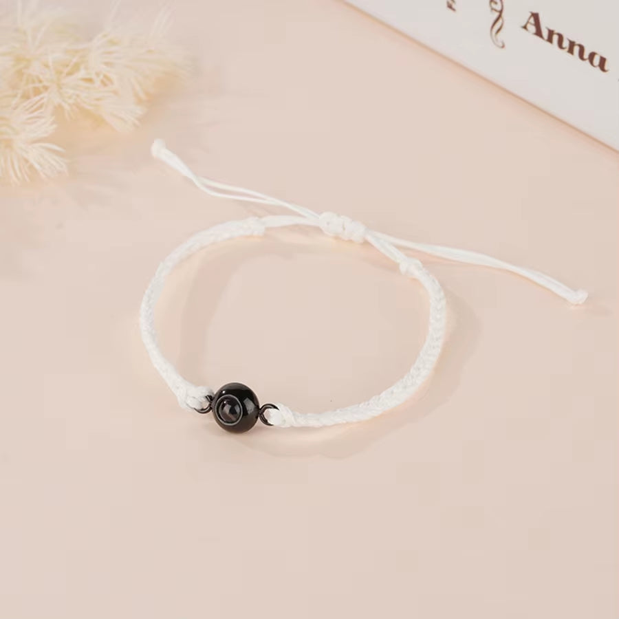 Customized Photo Projection Bracelet with Silver Color round Bead Rope Bracelet Projection Photo Bracelet Bangle Dropship 2025