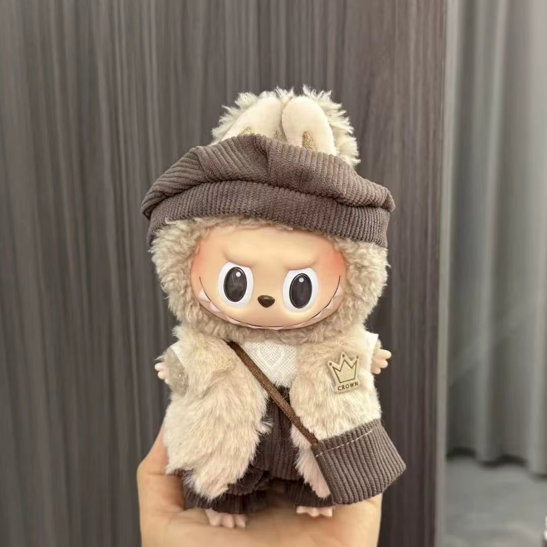 For Labubu Sitting Party Series Classic Dress Grid Style Small Fragrance for Labubu V1 V2 V3 V4 Labubu Clothes Design Style