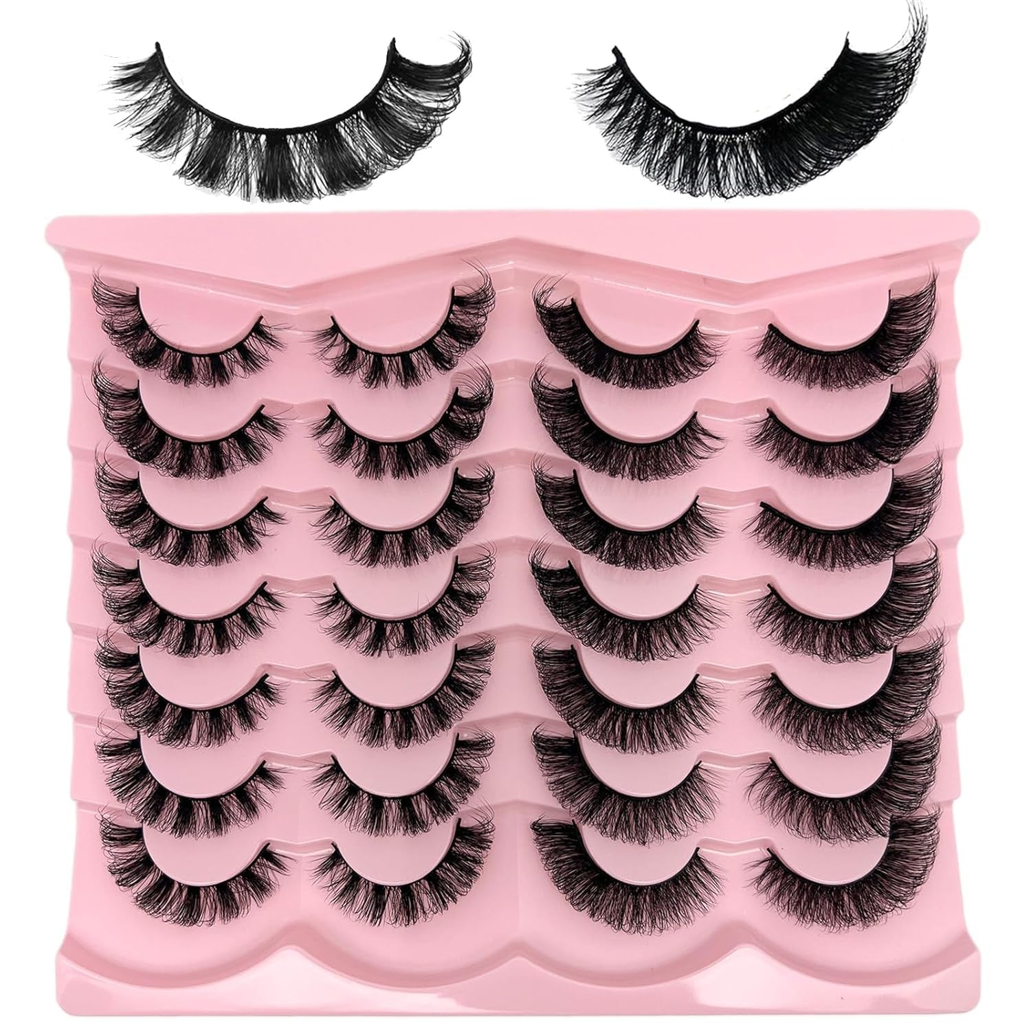 Fluffy Lashes Mink Wispy Cat Eye Faux Mink Lashes Pack Soft Fake Strip Eyelashes 18Mm Long Volume False Eyelashes Natural Look