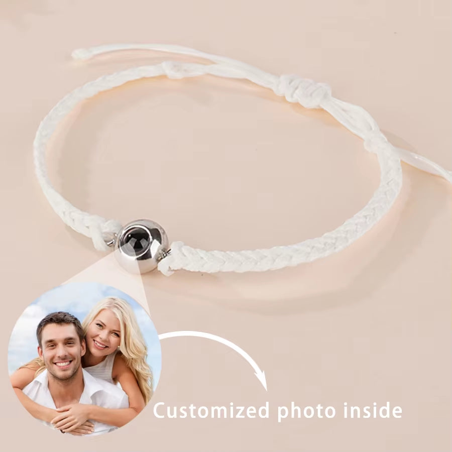 Customized Photo Projection Bracelet with Silver Color round Bead Rope Bracelet Projection Photo Bracelet Bangle Dropship 2025