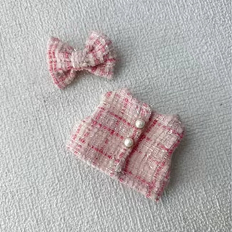 For Labubu Sitting Party Series Classic Dress Grid Style Small Fragrance for Labubu V1 V2 V3 V4 Labubu Clothes Design Style