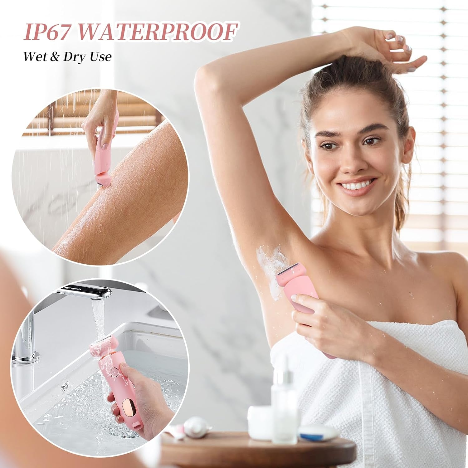 Electric Shaver for Women for Legs Electric Razor for Women Portable Lady Razors Bikini Face Underarm Public Hairs Rechargeable Trimmer with Detachable Head Cordless Wet Dry Use