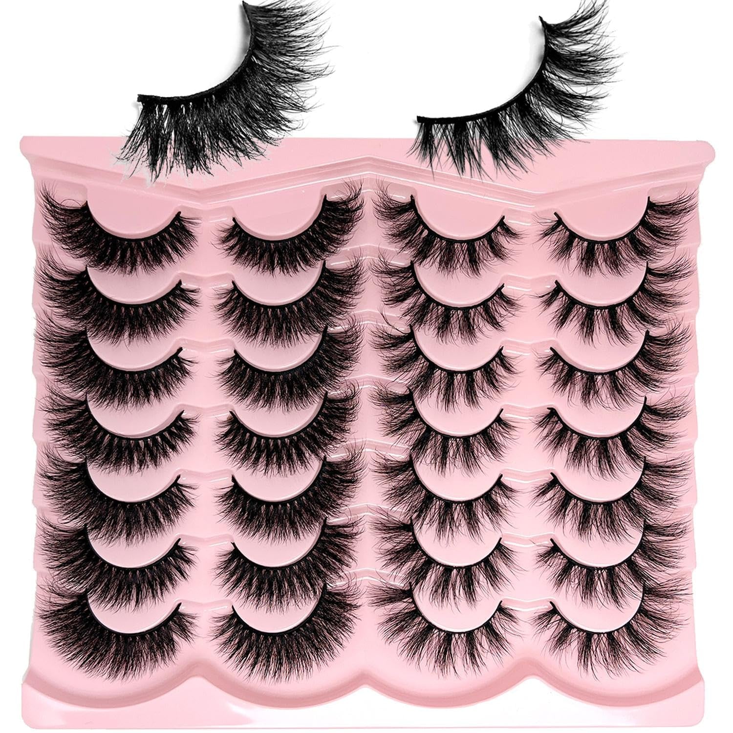 Fluffy Lashes Mink Wispy Cat Eye Faux Mink Lashes Pack Soft Fake Strip Eyelashes 18Mm Long Volume False Eyelashes Natural Look