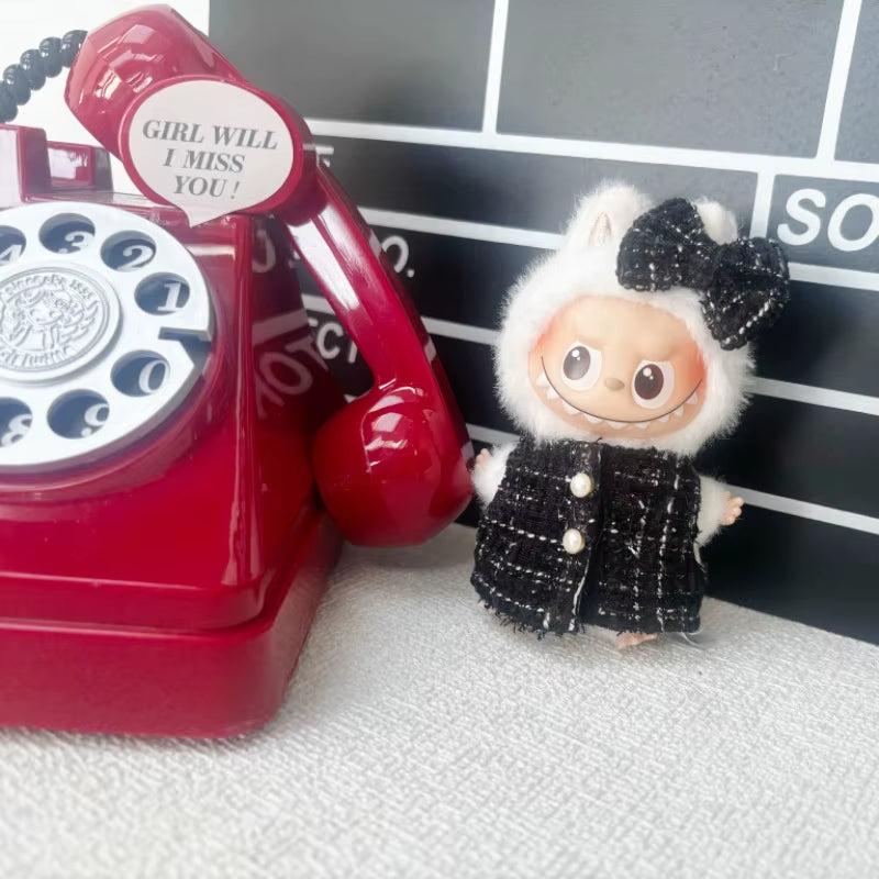 For Labubu Sitting Party Series Classic Dress Grid Style Small Fragrance for Labubu V1 V2 V3 V4 Labubu Clothes Design Style