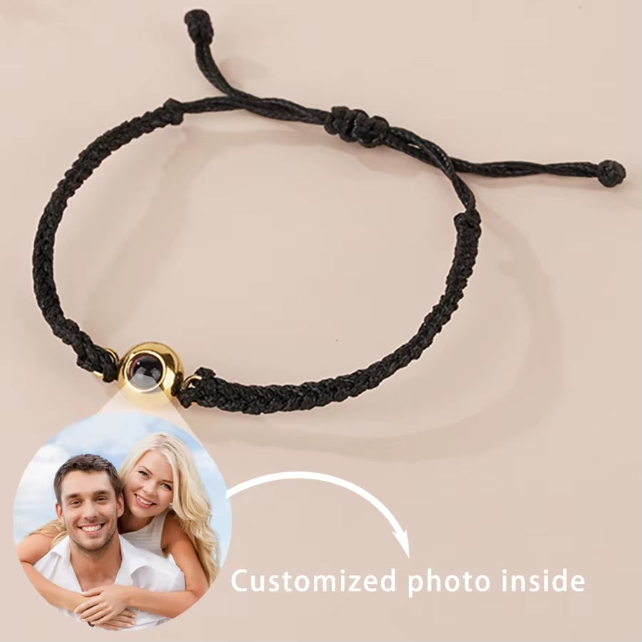 Customized Photo Projection Bracelet with Silver Color round Bead Rope Bracelet Projection Photo Bracelet Bangle Dropship 2025