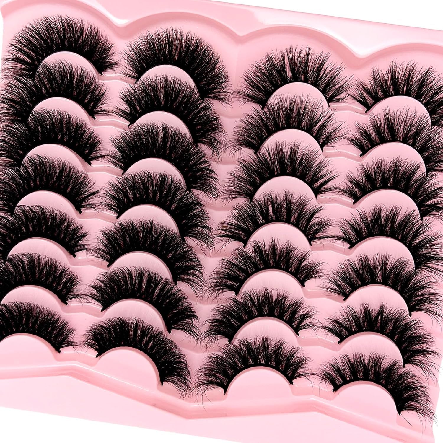 Fluffy Lashes Mink Wispy Cat Eye Faux Mink Lashes Pack Soft Fake Strip Eyelashes 18Mm Long Volume False Eyelashes Natural Look