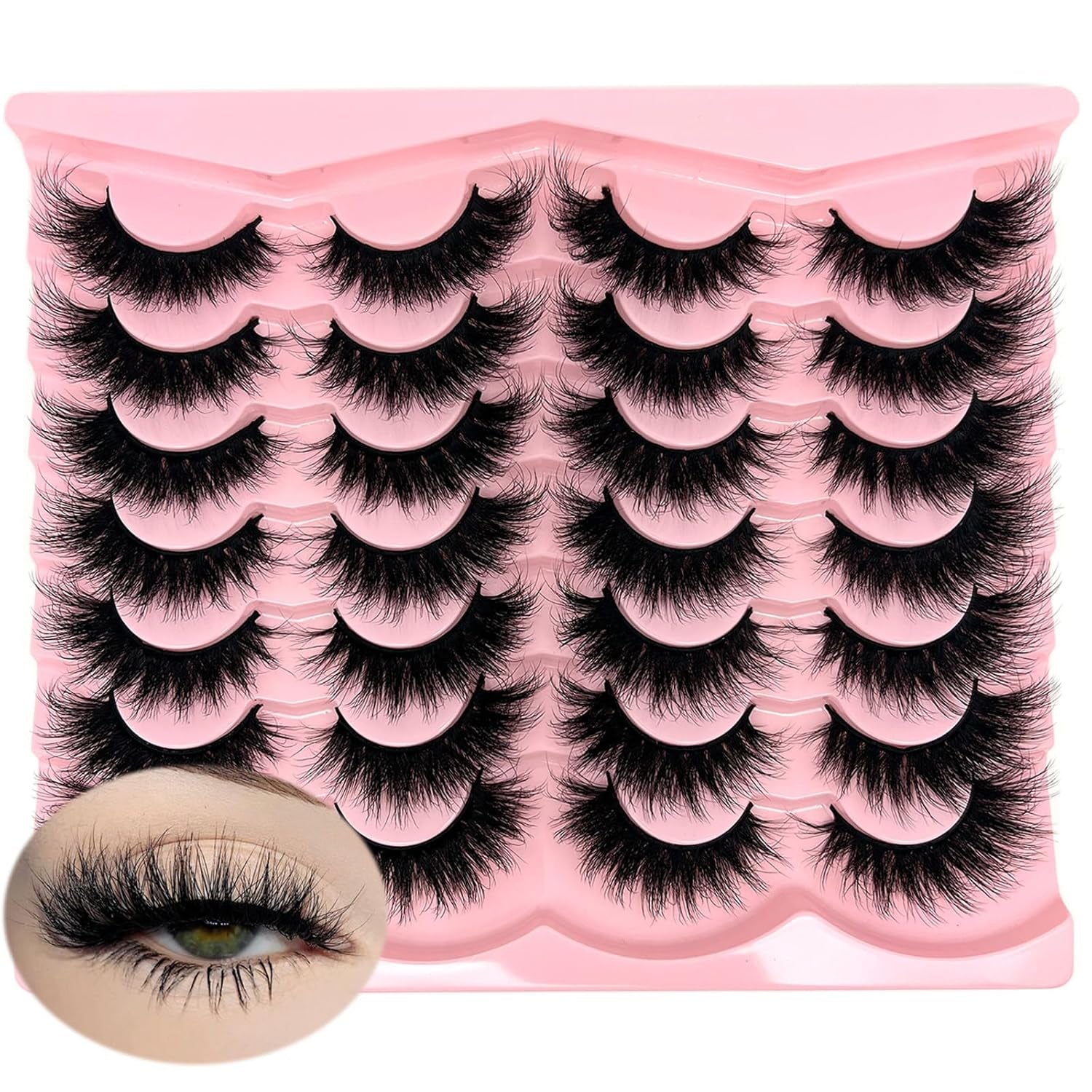 Fluffy Lashes Mink Wispy Cat Eye Faux Mink Lashes Pack Soft Fake Strip Eyelashes 18Mm Long Volume False Eyelashes Natural Look