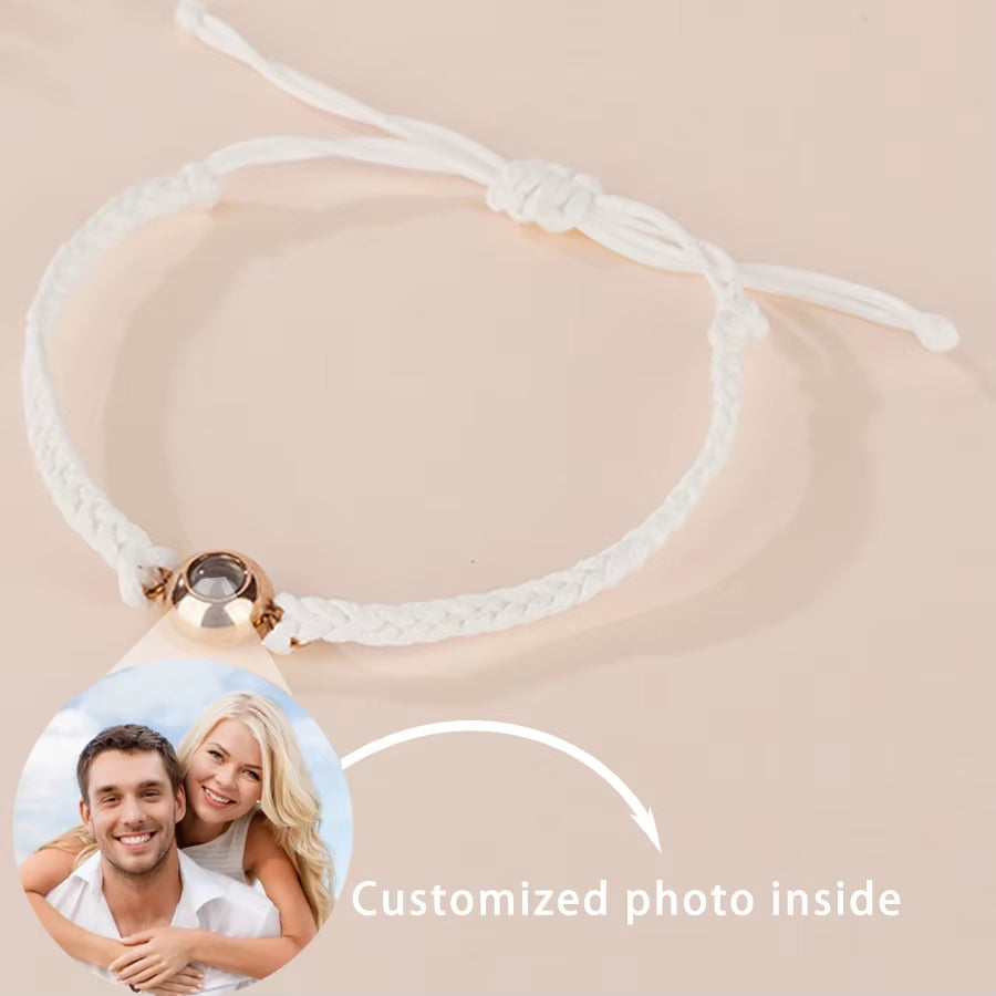 Customized Photo Projection Bracelet with Silver Color round Bead Rope Bracelet Projection Photo Bracelet Bangle Dropship 2025