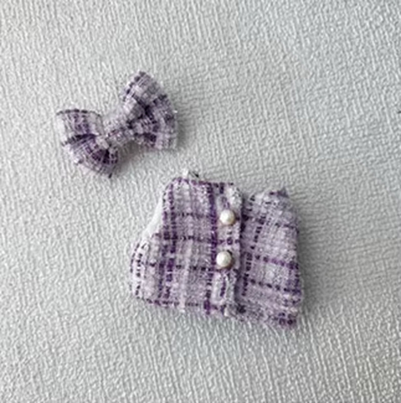 For Labubu Sitting Party Series Classic Dress Grid Style Small Fragrance for Labubu V1 V2 V3 V4 Labubu Clothes Design Style