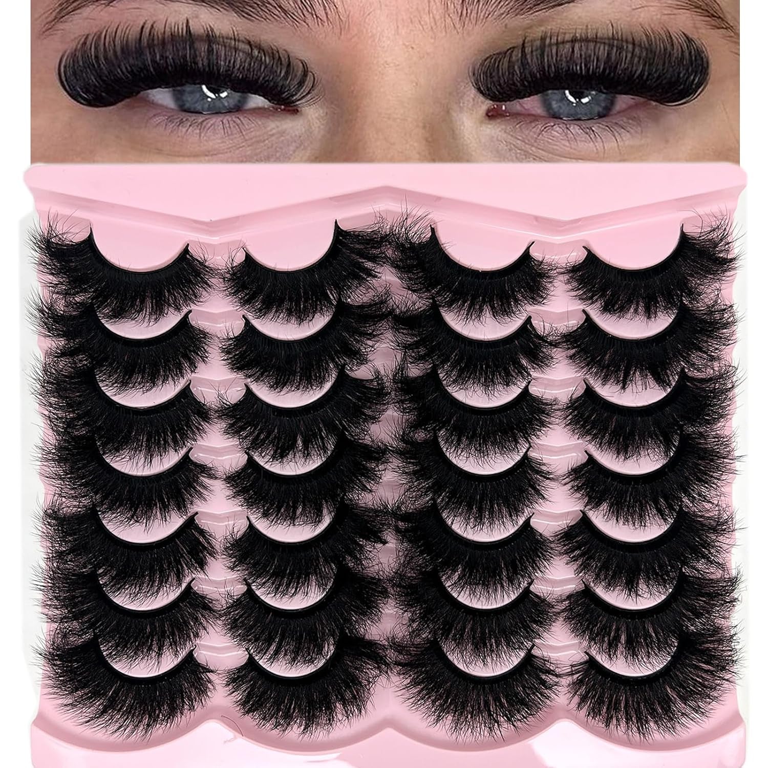 Fluffy Lashes Mink Wispy Cat Eye Faux Mink Lashes Pack Soft Fake Strip Eyelashes 18Mm Long Volume False Eyelashes Natural Look