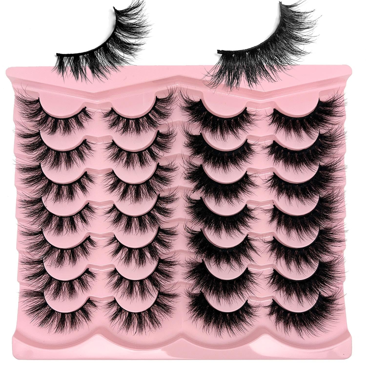 Fluffy Lashes Mink Wispy Cat Eye Faux Mink Lashes Pack Soft Fake Strip Eyelashes 18Mm Long Volume False Eyelashes Natural Look