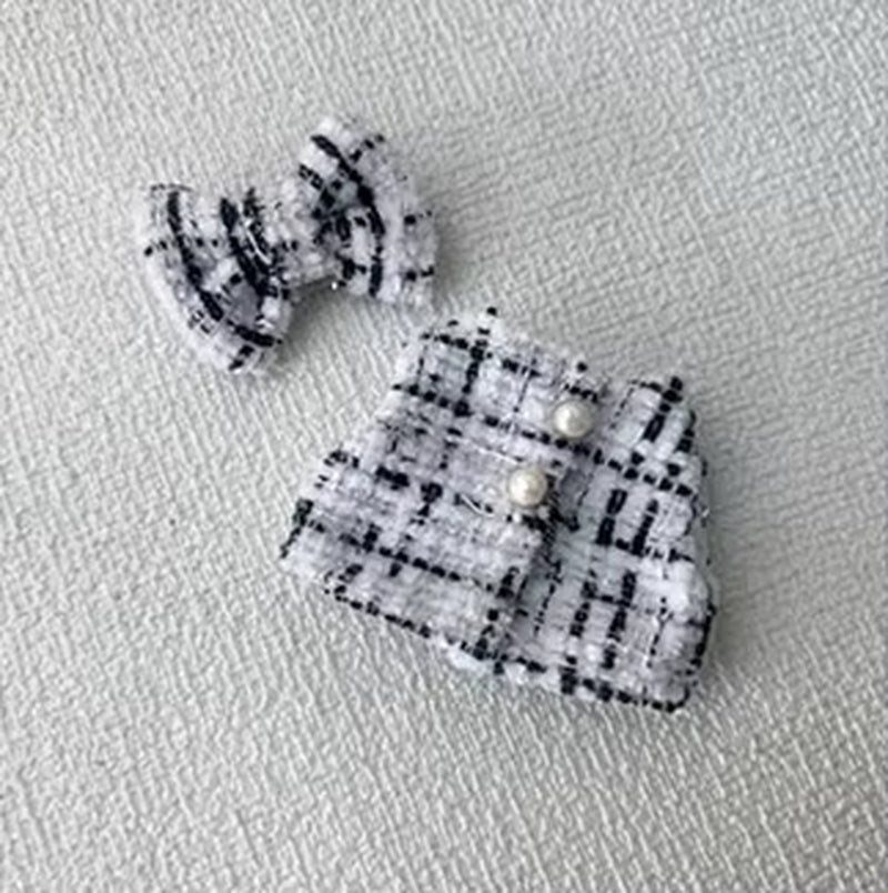 For Labubu Sitting Party Series Classic Dress Grid Style Small Fragrance for Labubu V1 V2 V3 V4 Labubu Clothes Design Style