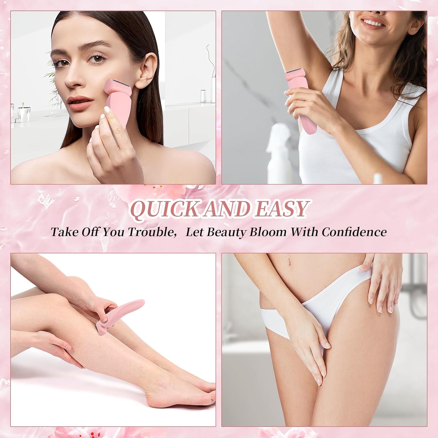 Electric Shaver for Women for Legs Electric Razor for Women Portable Lady Razors Bikini Face Underarm Public Hairs Rechargeable Trimmer with Detachable Head Cordless Wet Dry Use