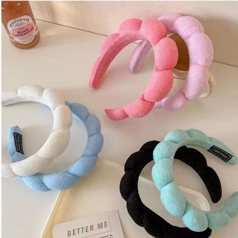 Cloud Hair Hoops for Women in Europe and America High Head Top Wash Face Hoops Towels Velvet Headwear High End Hair Hoops
