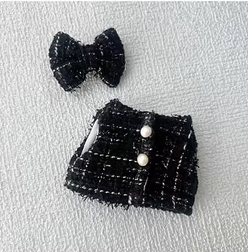 For Labubu Sitting Party Series Classic Dress Grid Style Small Fragrance for Labubu V1 V2 V3 V4 Labubu Clothes Design Style